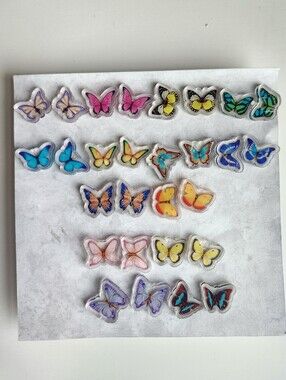 14 Pairs Butterfly earrings Colorful Acrylic Moth fashion Earrings For Women Lot
